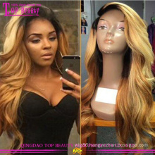 New design hot sale human hair ombre wig wholesale cheap ombre lace front wig 7a grade brazilian hair ombre wig